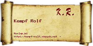 Kempf Rolf névjegykártya